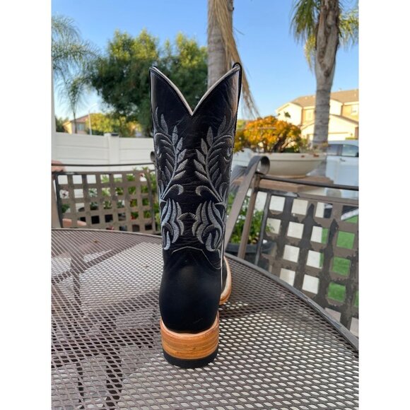 Women Cowgirl Square Toe Black Boots - Picture 5 of 6